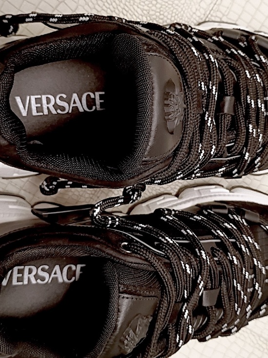 Rare  Brand New Classic Elegant Versace Trigreca Black Sneakers Size 41.5 EU